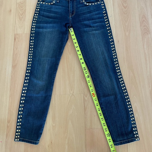 Current/Elliott Gold Studded Cropped Jeans Sz 27 - Picture 8 of 11